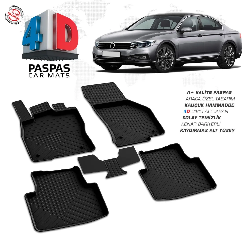 Drs Tuning Passat B8.5 4D Araca Özel Havuzlu Kauçuk Paspas 2019 ve Üzeri