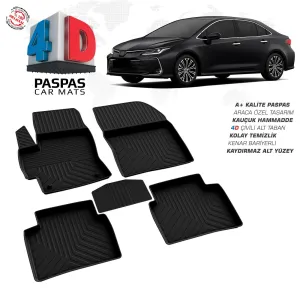 Toyota Corolla 4D Araca Özel Havuzlu Kauçuk Paspas 2019 ÜzeriDRS Tuning kalitesiyle tanışın! Özel olarak Toyota  model araçlar için üretilen bu ürün, otomobilin