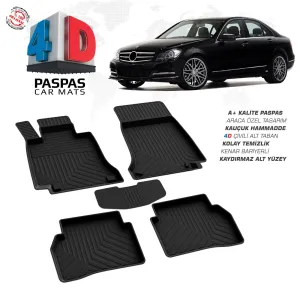 Mercedes C Serisi W204 4D Araca Özel Havuzlu Kauçuk Paspas 2007-2014DRS Tuning kalitesiyle tanışın! Özel olarak Mercedes W204 model araçlar için üretilen bu ürü