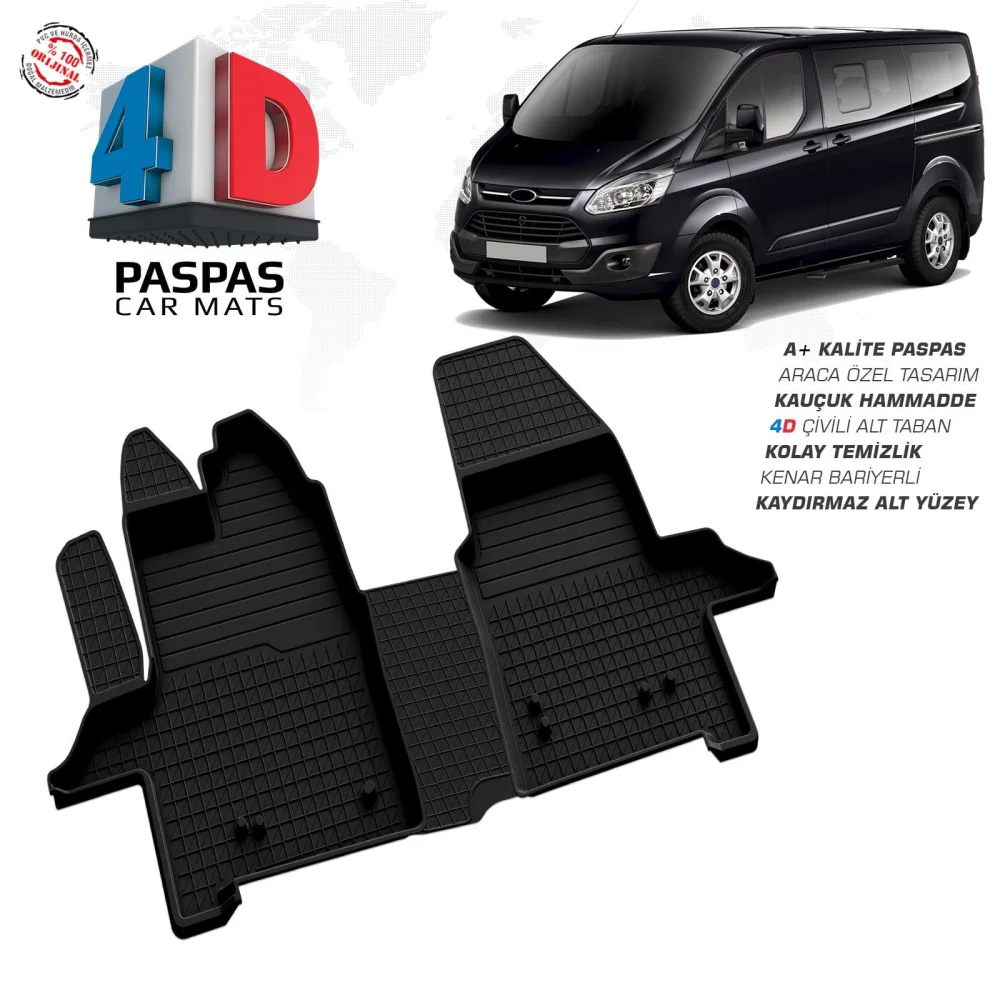 Tourneo Custom 4D Araca Özel Havuzlu Kauçuk Paspas 2012 - 2018