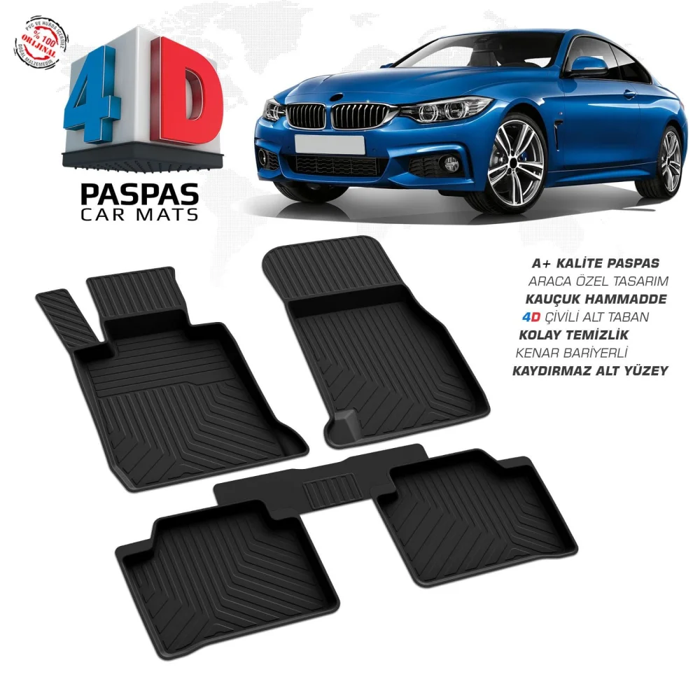 Bmw 4 Serisi F36 Grand Coupe 4D Araca Özel Havuzlu Kauçuk Paspas 2013 ve Üzeri