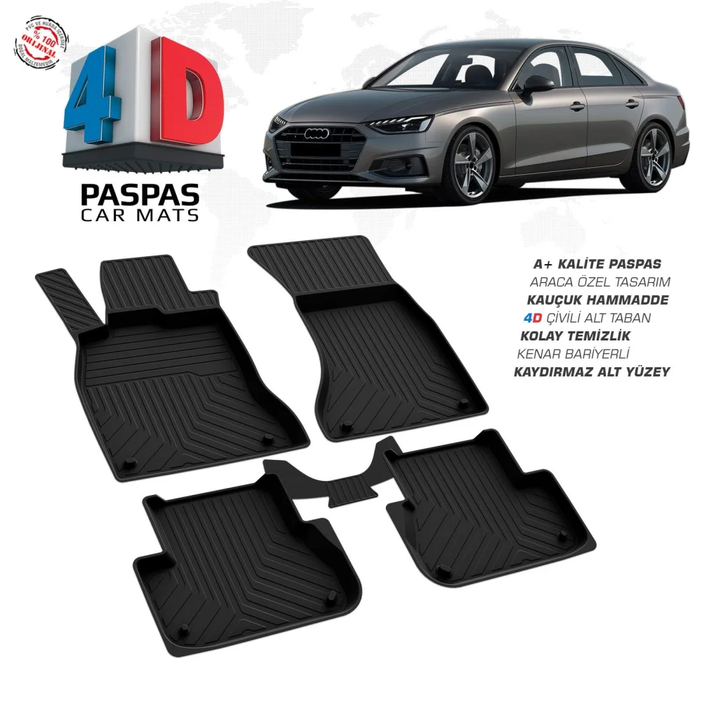 Drs Tuning Audi A4 B10 4D Araca Özel Havuzlu Kauçuk Paspas 2019 Üzeri