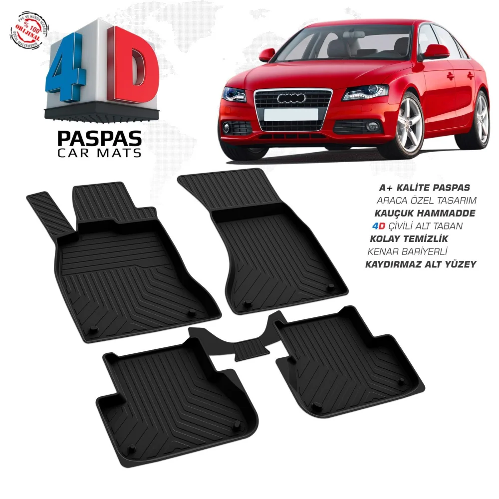 Drs Tuning Audi A4 4D Araca Özel Havuzlu Kauçuk Paspas 2008-2015