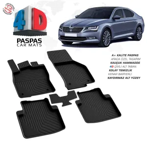 Skoda Superb 4D Araca Özel Havuzlu Kauçuk Paspas 2015 ve ÜzeriDRS Tuning kalitesiyle tanışın! Özel olarak Skoda  model araçlar için üretilen bu ürün, otomobilin