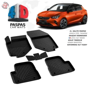 Opel Corsa F 4D Araca Özel Havuzlu Kauçuk Paspas 2019 ve ÜzeriDRS Tuning kalitesiyle tanışın! Özel olarak Opel  model araçlar için üretilen bu ürün, otomobilini