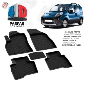 Drs Tuning Peugeot Bipper 4D Araca Özel Havuzlu Kauçuk Paspas Siyah