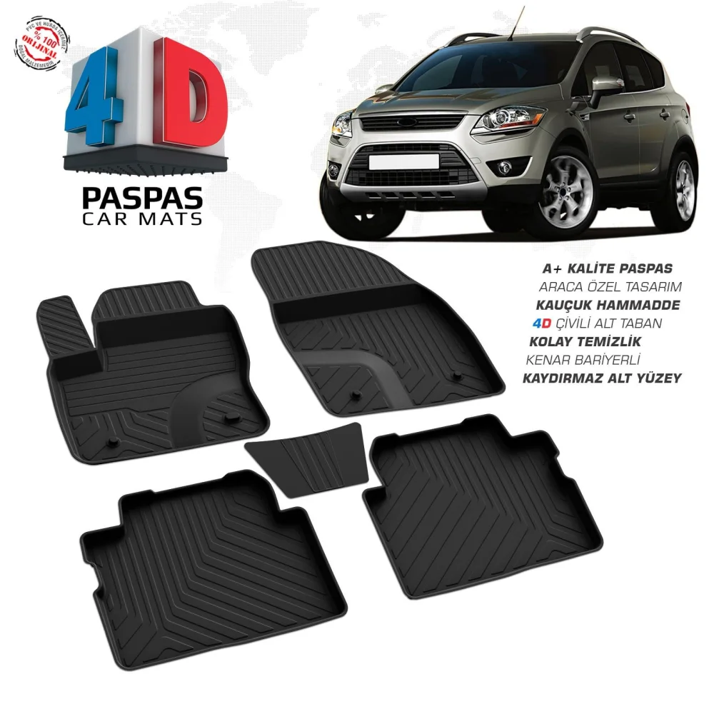 Kuga 1 4D Araca Özel Havuzlu Kauçuk Paspas 2008-2013