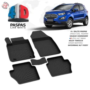 Ford EcoSport 4D Araca Özel Havuzlu Kauçuk Paspas 2018 ÜzeriDRS Tuning kalitesiyle tanışın! Özel olarak Ford  model araçlar için üretilen bu ürün, otomobilinizi