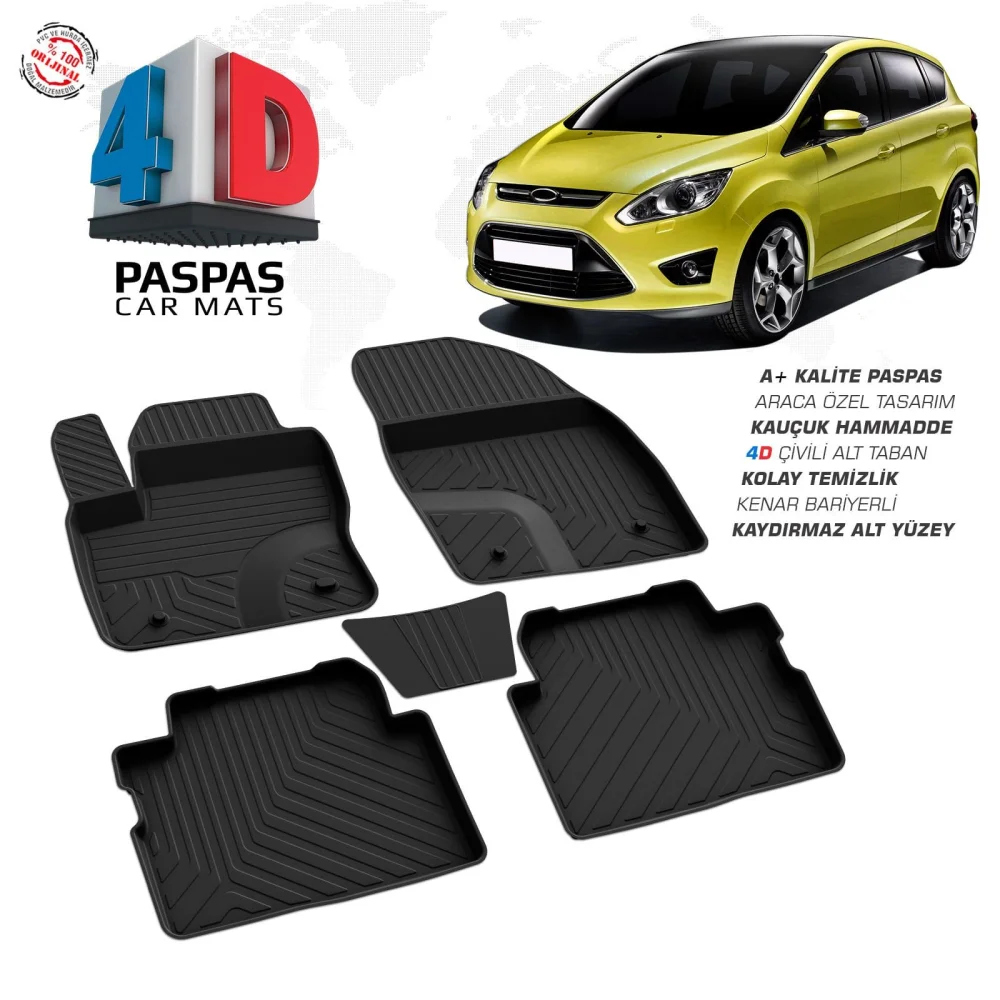 C-Max 4D Araca Özel Havuzlu Kauçuk Paspas 2011 ve Üzeri