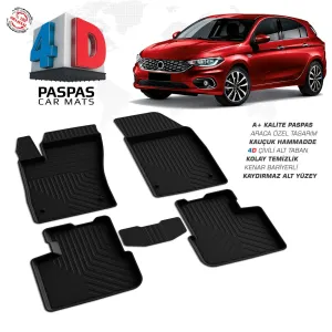 Fiat Egea Hb 4D Araca Özel Havuzlu Kauçuk Paspas 2015 Üzeri