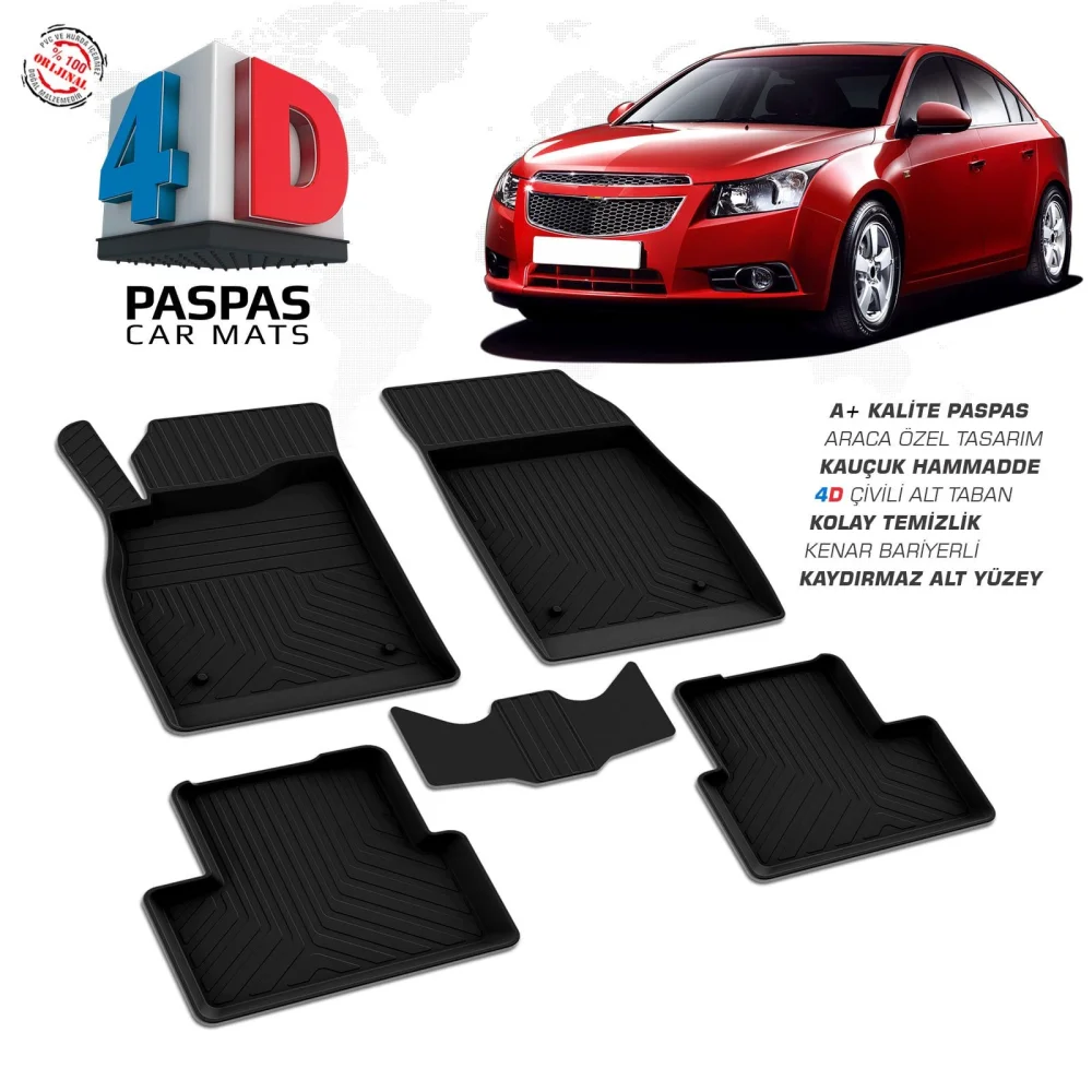 Chevrolet Cruze 4D Araca Özel Havuzlu Kauçuk Paspas 2009 ve Üzeri