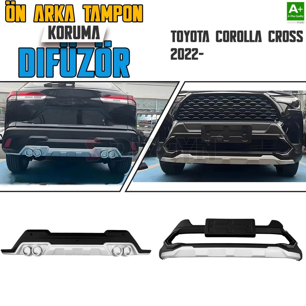 Toyota Corolla Cross Ön ve Arka Tampon Koruma Difüzör Seti 2022 Üzeri A+ Kalite