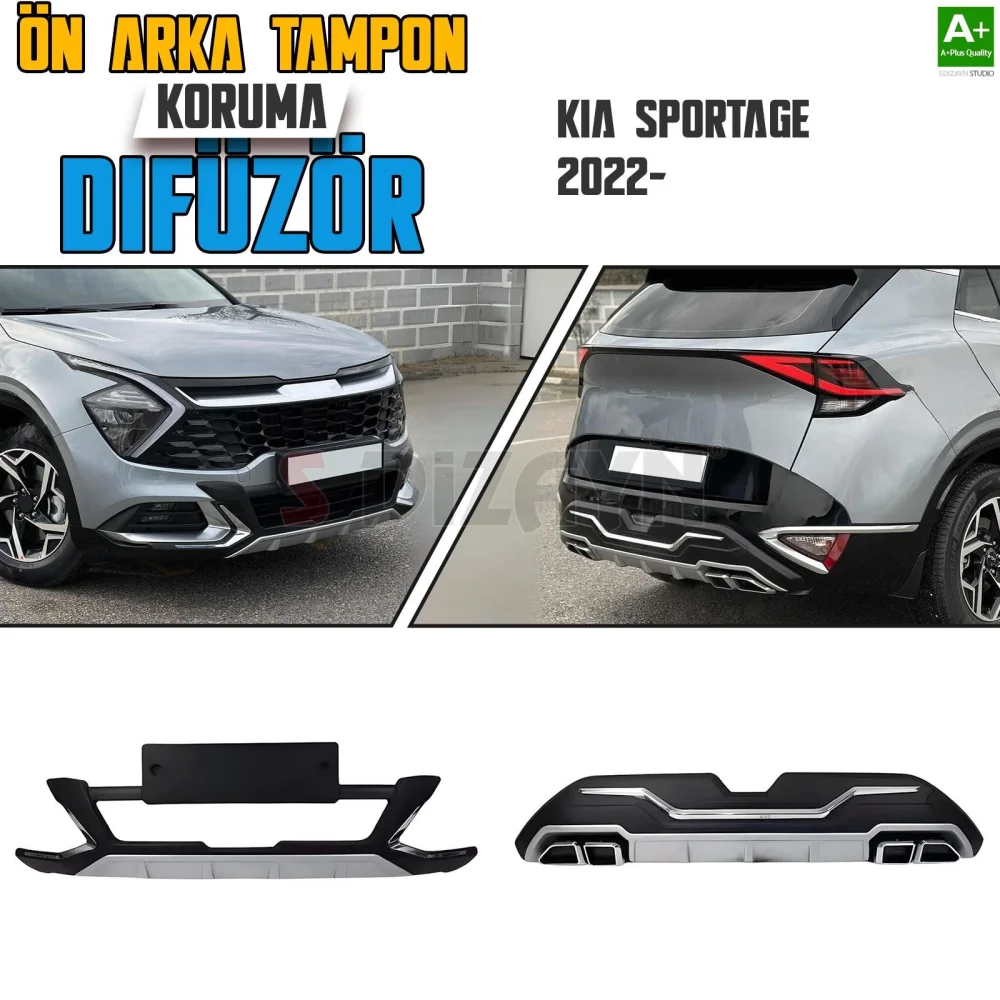 Drs Tuning Kia Sportage Ön ve Arka Tampon Koruma Difüzör Seti 2022 Üzeri A+ Kalite