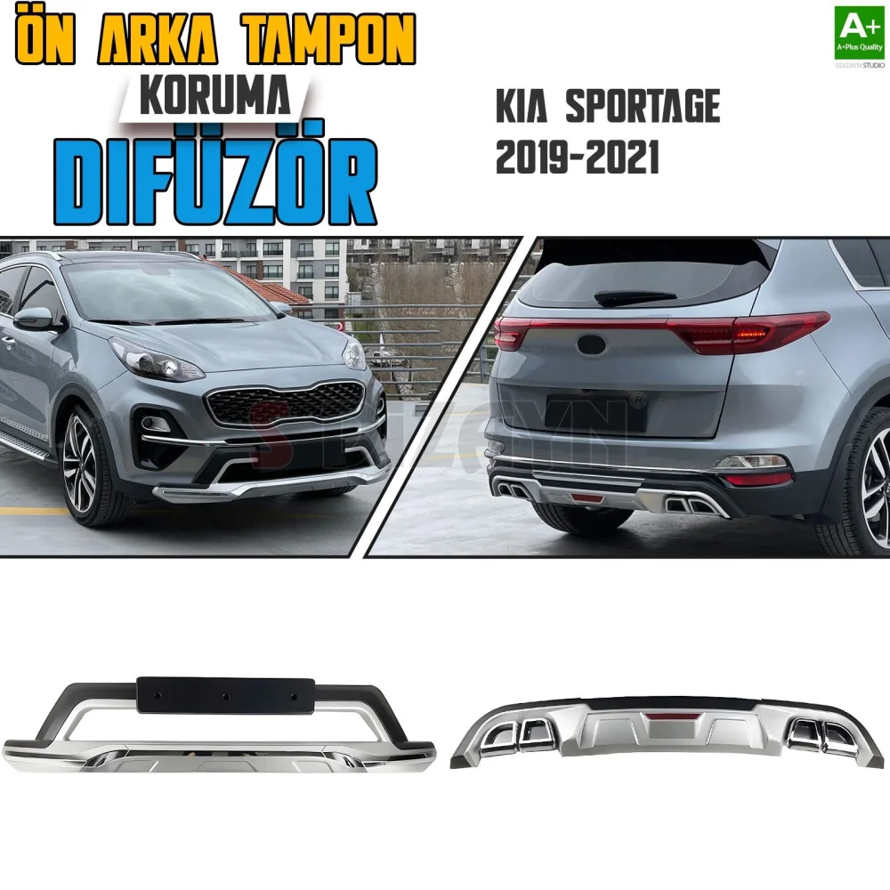 Drs Tuning Kia Sportage Ön ve Arka Tampon Koruma Difüzör Seti 2019-2021 A+ Kalite