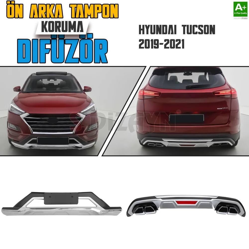 Drs Tuning Hyundai Tucson Ön ve Arka Tampon Koruma Difüzör Seti 2019-2021 A+ Kalite