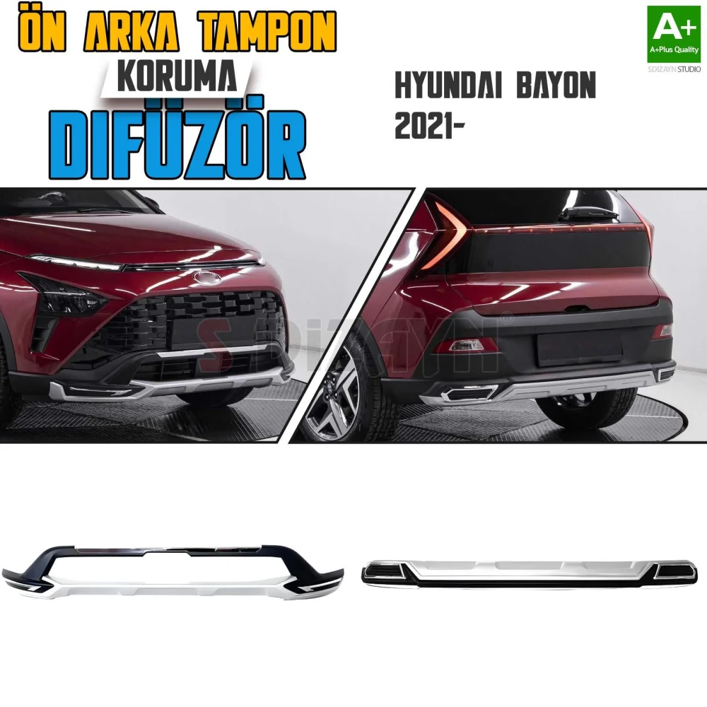 Drs Tuning Hyundai Bayon Ön ve Arka Tampon Koruma Difüzör Seti 2021-2025 A+ Kalite
