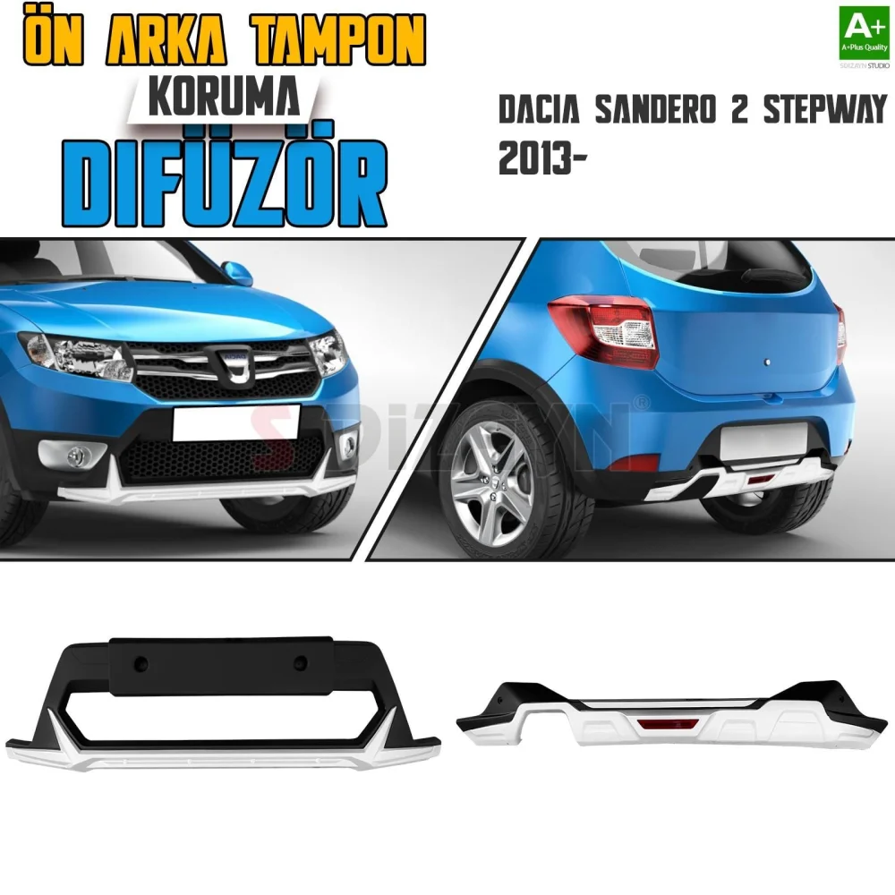 Drs Tuning Dacia Sandero 2 Stepway Ön ve Arka Tampon Koruma Difüzör Seti 2013 Üzeri A+ Kalite