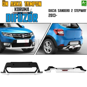 S-Dizayn Dacia Sandero 2 Stepway Ön ve Arka Tampon Koruma Difüzör Seti 2013 Üzeri A+ Kalite						                &bull; &Ouml;n ve Arka Tampon Dif&uuml;z&ouml;r