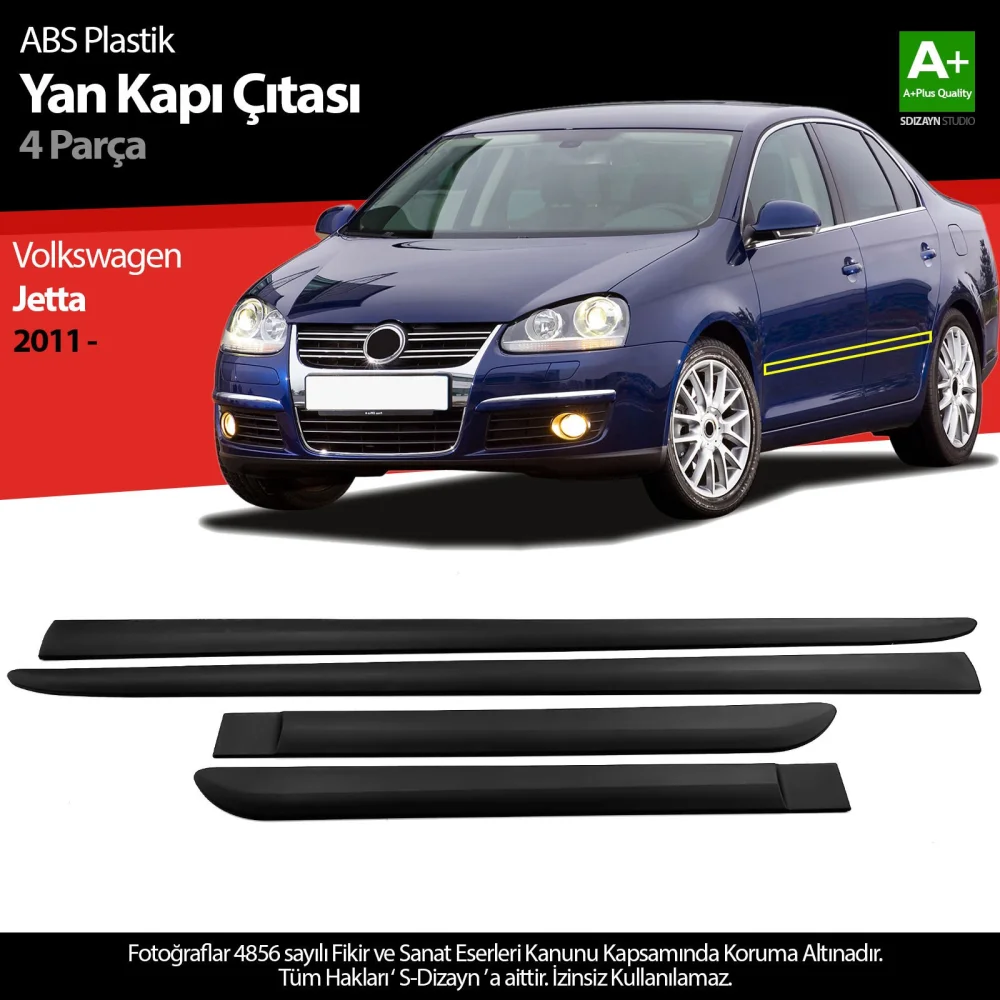 Drs Tuning VW Jetta ABS Plastik Yan Kapı Koruma Çıtası 2011-2019 A+ Kalite