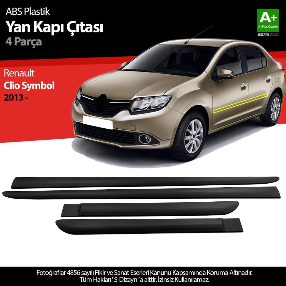 Drs Tuning Renault Clio Symbol ABS Plastik Yan Kapı Koruma Çıtası 2012-2019 A+ Kalite