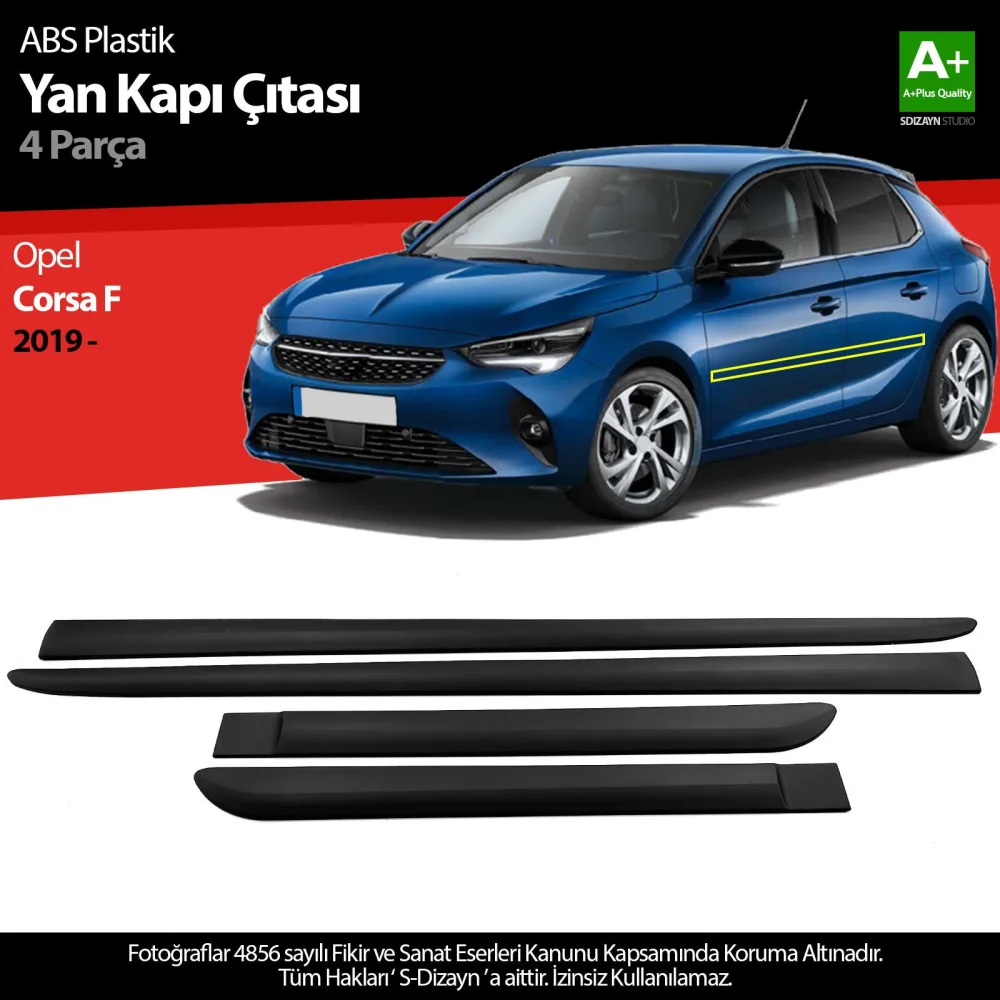 Drs Tuning Opel Corsa F ABS Plastik Yan Kapı Koruma Çıtası 2019 Üzeri A+ Kalite