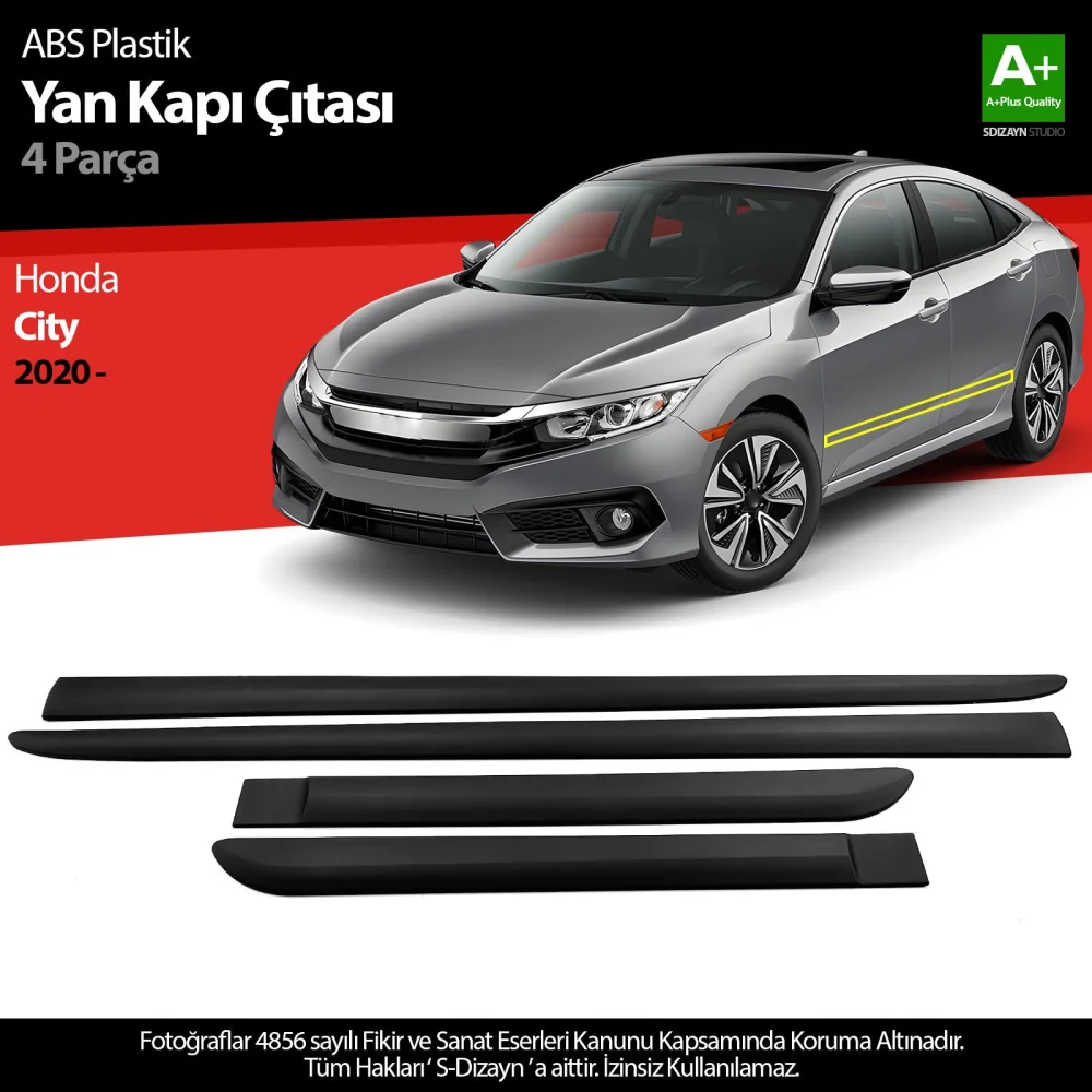 Drs Tuning Honda City ABS Plastik Yan Kapı Koruma Çıtası 2020 Üzeri A+ Kalite