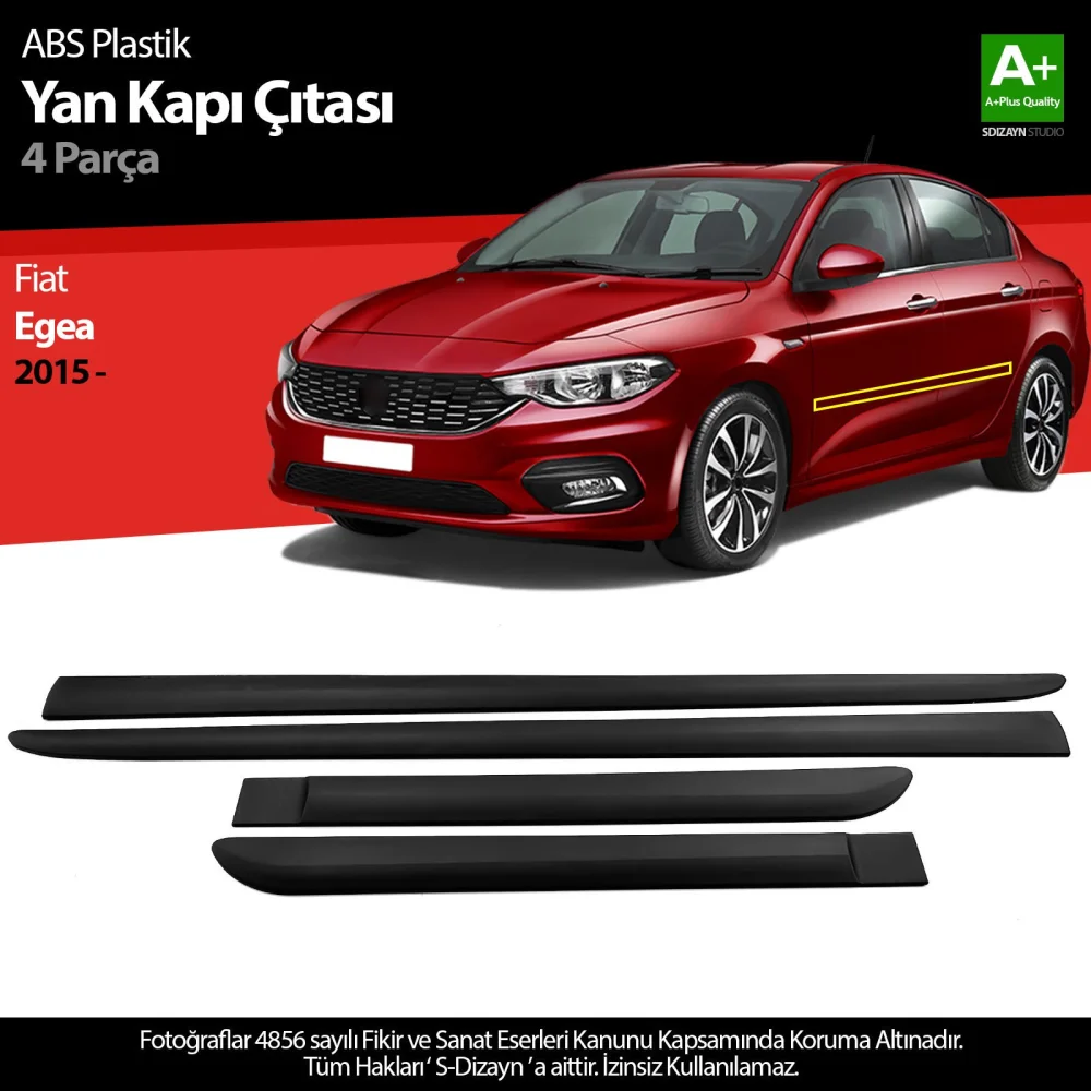 Drs Tuning Fiat Egea ABS Plastik Yan Kapı Koruma Çıtası 2015-2020 A+ Kalite