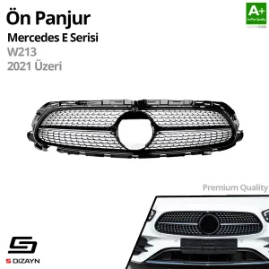 S-Dizayn Mercedes E-Class W213 Ön Panjur Parlak Siyah Piano Black Diamond Model 2021 Üzeri thumb 2