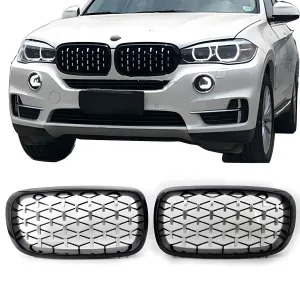BMW X5 2013-2018 (F15) uyumlu F15/F16 Ön Panjur Böbrek Parlak Siyah Çerçeveli Krom Diamond Model 2014-2016 modelleri DRS Tuning'de. Kaliteli malzeme, hızlı