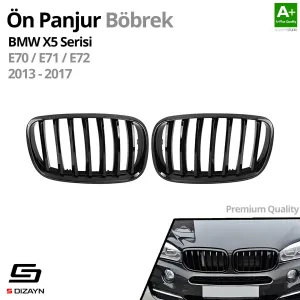 Drs Tuning Bmw X5 E70/E71/E72 Ön Panjur Böbrek Parlak Siyah Piano Black Düz Model 2007-2013 - Görsel 2