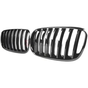 Drs Tuning Bmw X5 E70/E71/E72 Ön Panjur Böbrek Parlak Siyah Piano Black Düz Model 2007-2013 - Görsel 4