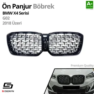 S-Dizayn Bmw X4 G01 Ön Panjur Böbrek Parlak Siyah Çerçeveli Krom Diamond Model 2018 Üzeri thumb 2
