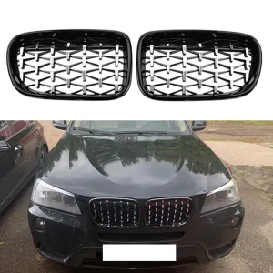 BMW X3 2010-2017 (F25) uyumlu X4 F25/F26 Ön Panjur Böbrek Parlak Siyah Çerçeveli Krom Diamond Model 2014-2017 modelleri DRS Tuning'de. Kaliteli malzeme, hızlı