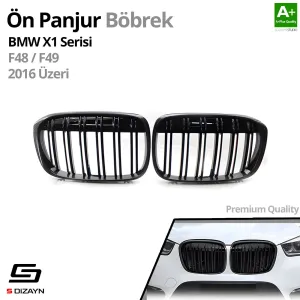 S-Dizayn Bmw X1 F48/F49 Ön Panjur Böbrek Parlak Siyah Piano Black M X1 Model 2016 Üzeri thumb 2