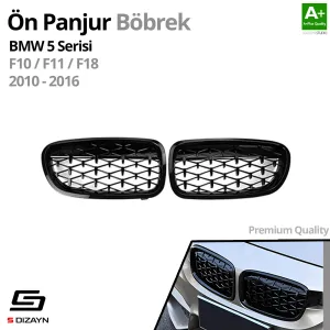 Drs Tuning Bmw 5 Serisi F10/F11/F18 Ön Panjur Böbrek Parlak Siyah Piano Black Diamond Model 2010-2016 - Görsel 2