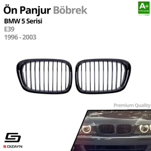 Drs Tuning Bmw 5 Serisi E39 Ön Panjur Böbrek Parlak Siyah Piano Black Düz Model 1996-2003 - Görsel 2