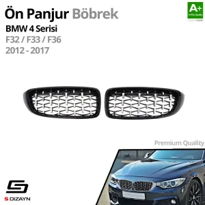Drs Tuning Bmw 4 Serisi F32/F33/F36 Ön Panjur Böbrek Parlak Siyah Çerçeveli Krom Diamond Model 2012-2017 - Görsel 2