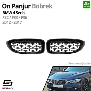 Drs Tuning Bmw 4 Serisi F32/F33/F36 Ön Panjur Böbrek Parlak Siyah Piano Black Diamond Model 2012-2017 - Görsel 2