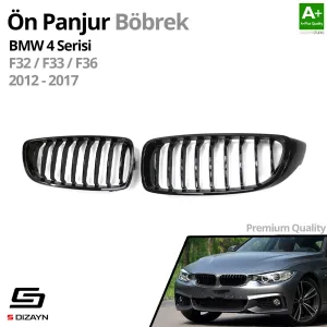 Drs Tuning Bmw 4 Serisi F32/F33/F36 Ön Panjur Böbrek Parlak Siyah Piano Black Düz Model 2012-2017 - Görsel 2
