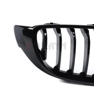 S-Dizayn Bmw 3 Serisi F30/F31/F35 Ön Panjur Böbrek Parlak Siyah Piano Black 11'li Düz Model 2012-2017 thumb 4