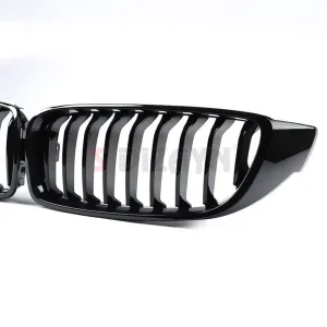 S-Dizayn Bmw 3 Serisi F30/F31/F35 Ön Panjur Böbrek Parlak Siyah Piano Black 11'li Düz Model 2012-2017 thumb 5