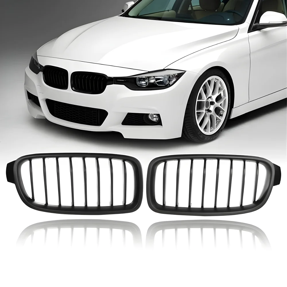 Drs Tuning Bmw 3 Serisi F30/F31/F35 Ön Panjur Böbrek Parlak Siyah Piano Black 8'li Düz Model 2012-2017