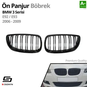 Drs Tuning Bmw 3 Serisi E92/E93 Ön Panjur Böbrek Parlak Siyah Piano Black M3 Model 2006-2009 - Görsel 2