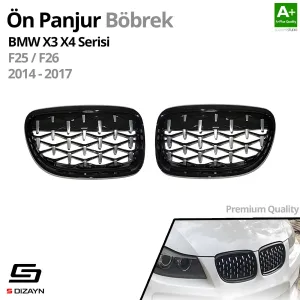 Drs Tuning Bmw 3 Serisi E90/E91 Ön Panjur Böbrek Parlak Siyah Çerçeveli Krom Diamond Model 2009-2012 - Görsel 2