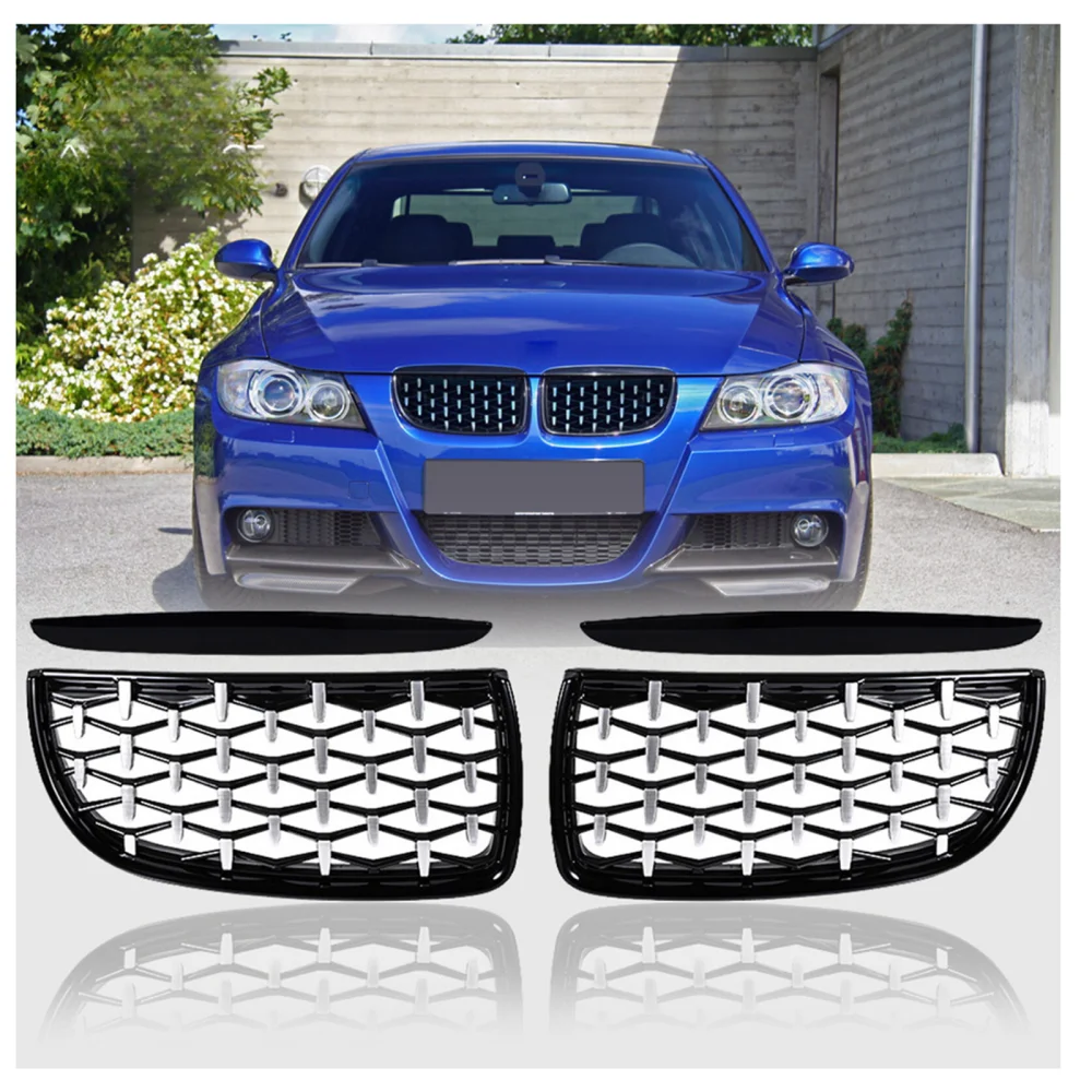 Drs Tuning Bmw 3 Serisi E90/E91 Ön Panjur Böbrek Parlak Siyah Çerçeveli Krom Diamond Model 2005-2008