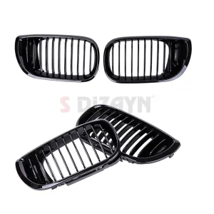 Drs Tuning Bmw 3 Serisi E46 Ön Panjur Böbrek Parlak Siyah Piano Black Düz Model 2002-2005 - Görsel 5