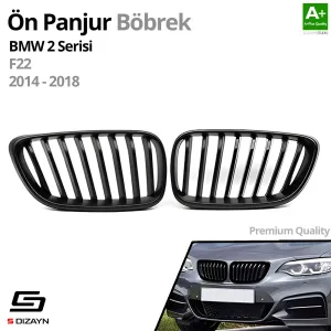 Drs Tuning Bmw 2 Serisi F22 Ön Panjur Böbrek Parlak Siyah Piano Black Düz Model 2014-2017 - Görsel 2