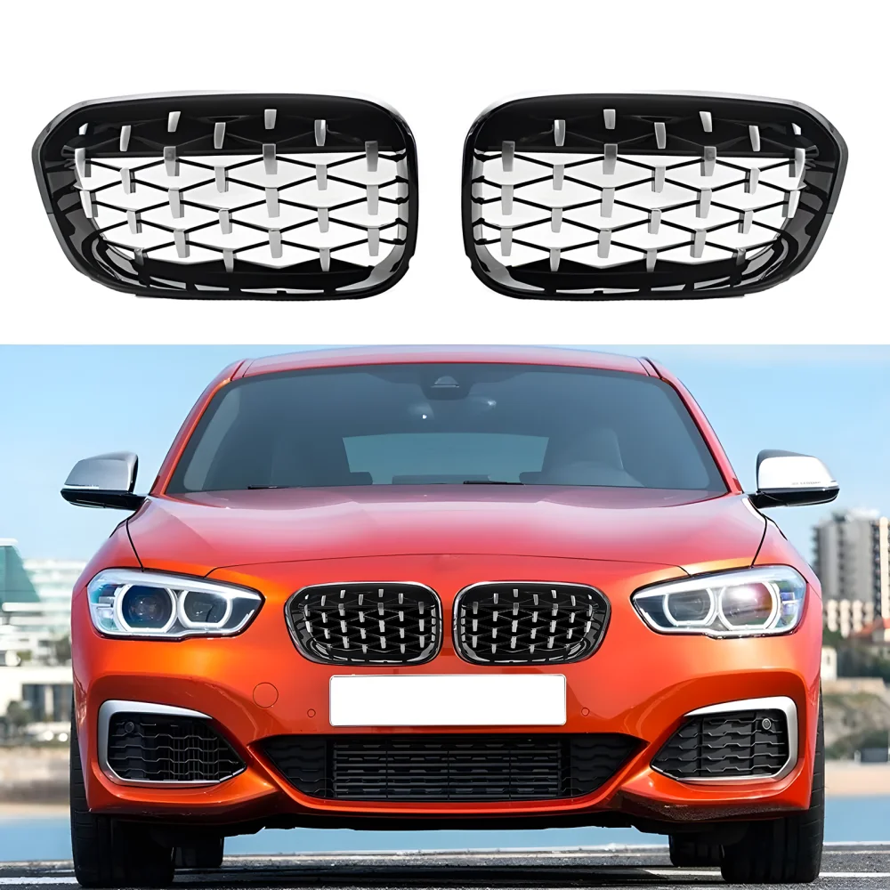 Drs Tuning Bmw 1 Serisi F20/F21 Ön Panjur Böbrek Parlak Siyah Çerçeveli Krom Diamond Model 2015-2019
