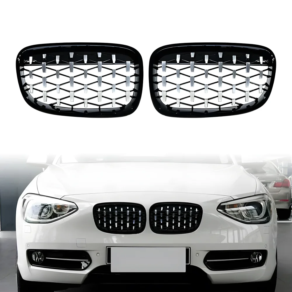 Drs Tuning Bmw 1 Serisi F20/F21 Ön Panjur Böbrek Parlak Siyah Çerçeveli Krom Diamond Model 2011-2015
