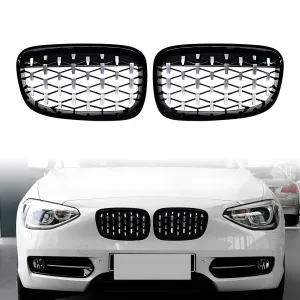 BMW 1 Serisi 2011-2019 (F20) uyumlu F20/F21 Ön Panjur Böbrek Parlak Siyah Çerçeveli Krom Diamond Model 2011-2015 modelleri DRS Tuning'de. Kaliteli malzeme,